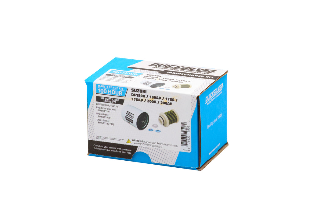 Quicksilver 8M0222309 100 Hour Maintenance Kit for Suzuki DF150A/150AP/175A/175AP/200A/200AP Outboards