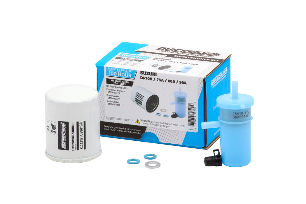 Quicksilver 8M0222310 100 Hour Maintenance Kit for Suzuki DF70A/75A/80A/90A Outboards
