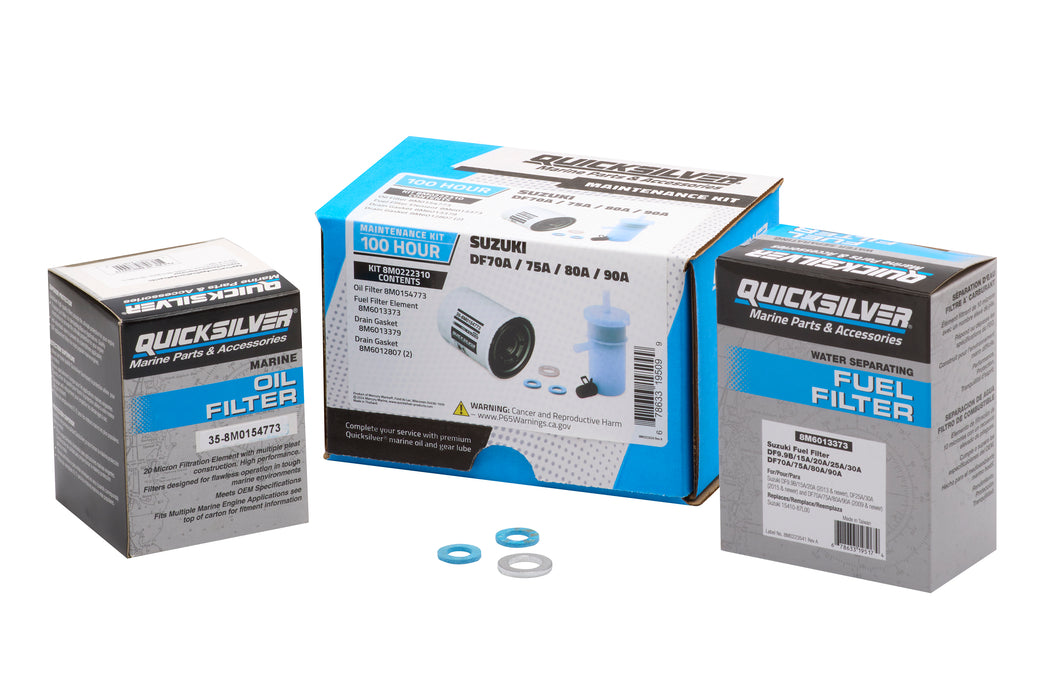 Quicksilver 8M0222310 100 Hour Maintenance Kit for Suzuki DF70A/75A/80A/90A Outboards