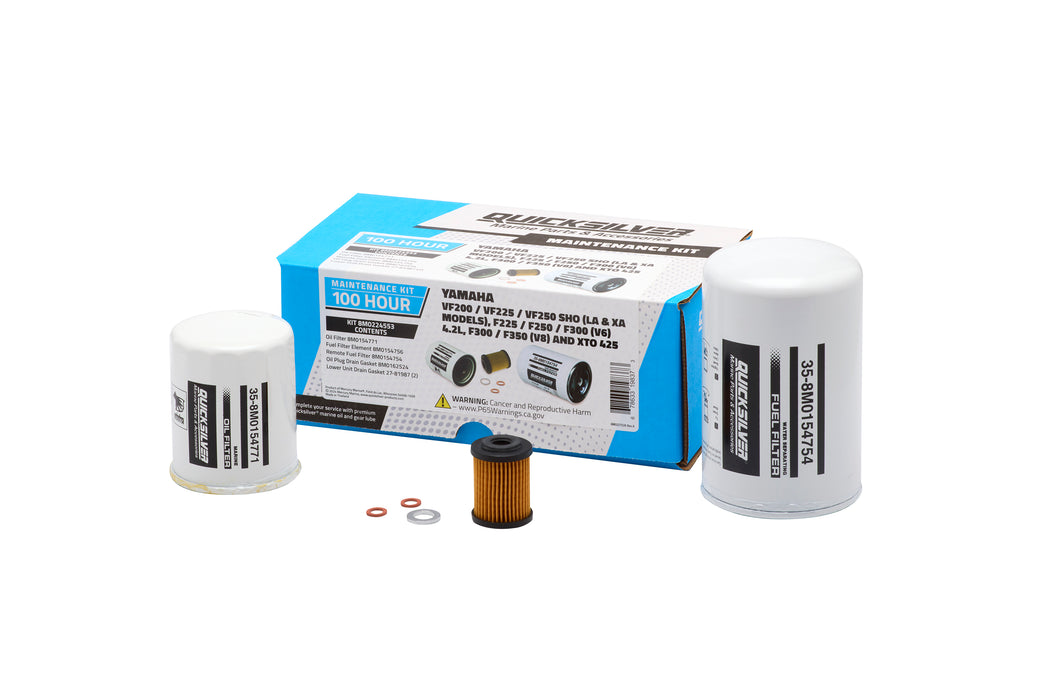 Quicksilver 8M0224553 100 Hour Maintenance Kit for Yamaha Various 200-350 and XTO 425 Outboards