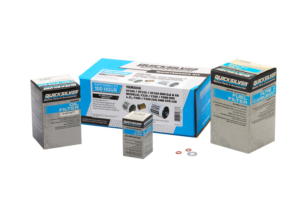 Quicksilver 8M0224553 100 Hour Maintenance Kit for Yamaha Various 200-350 and XTO 425 Outboards