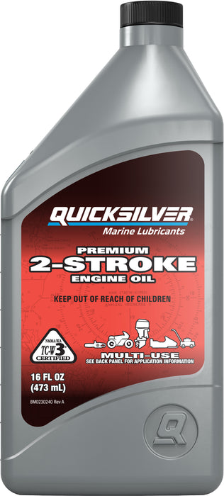 Quicksilver Premium 2-Stroke Engine Oil for Outboards, PWC, Snowmobiles and Motorcycles, 1 Pint