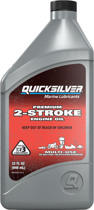 Quicksilver Premium 2-Stroke Engine Oil for Outboards, PWCs, Snowmobiles and Motorcycles, 1 Quart