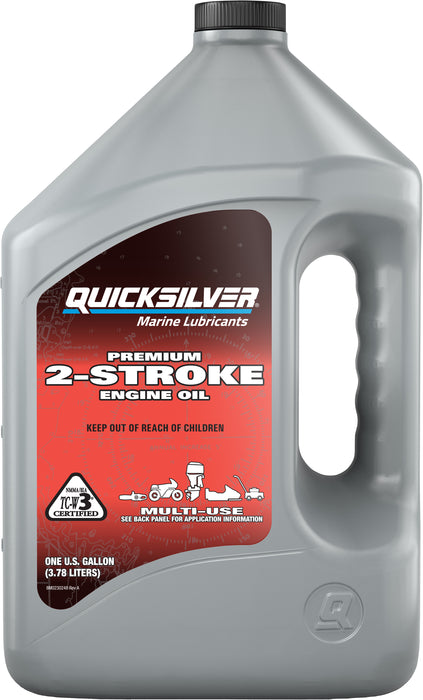 Quicksilver Premium 2-Stroke Engine Oil for Outboards, PWCs, Snowmobiles and Motorcycles, 1 Gallon