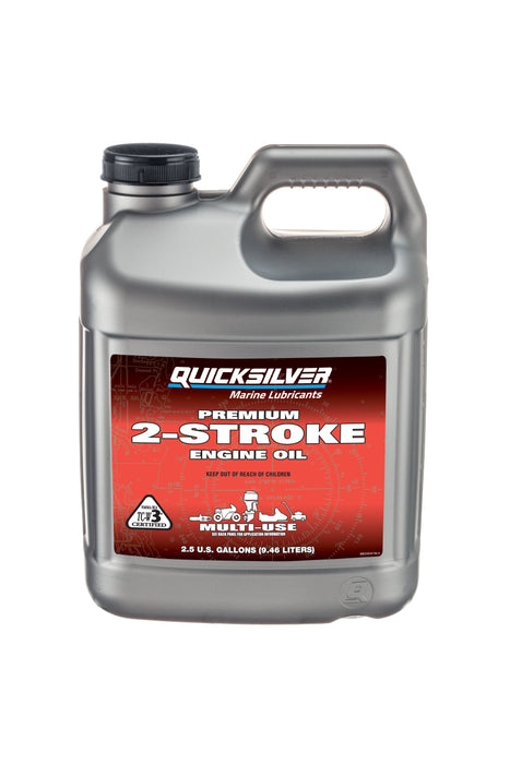 Quicksilver Premium 2-Stroke Engine Oil, Outboards, PWC, Snowmobiles and Motorcycles, 2.5 Gallon
