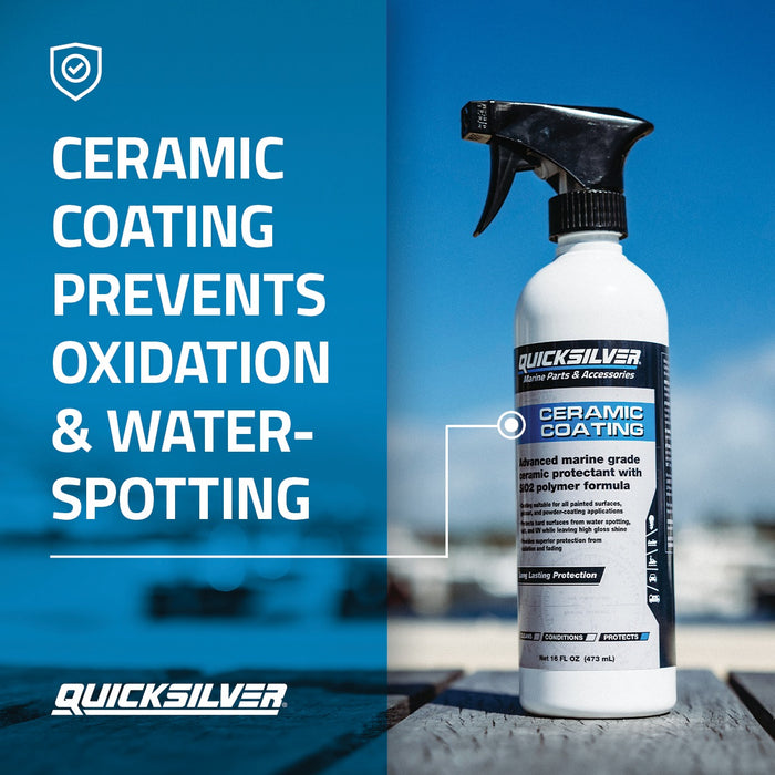 Quicksilver Ceramic Coating Marine Spray on Detailer for Boats, Outboard Engine, Fiberglass and Gel Coats, 16 oz