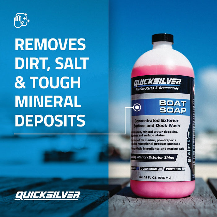 Quicksilver Boat Soap For Aluminum and Fiberglass Boats interior/exterior, PWC and Recreational Vehicles, 32 oz