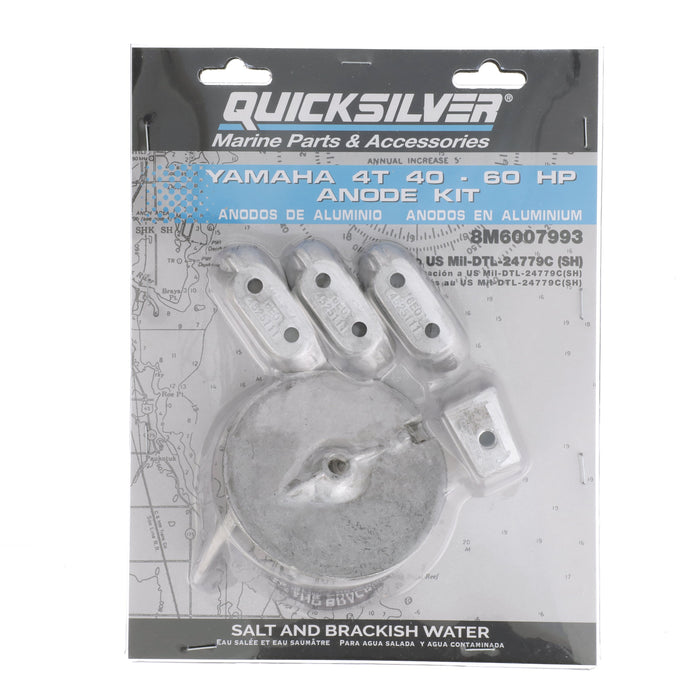 Quicksilver 8M6007993 Aluminum Anode Kit for Yamaha 4T 40-60hp Outboards