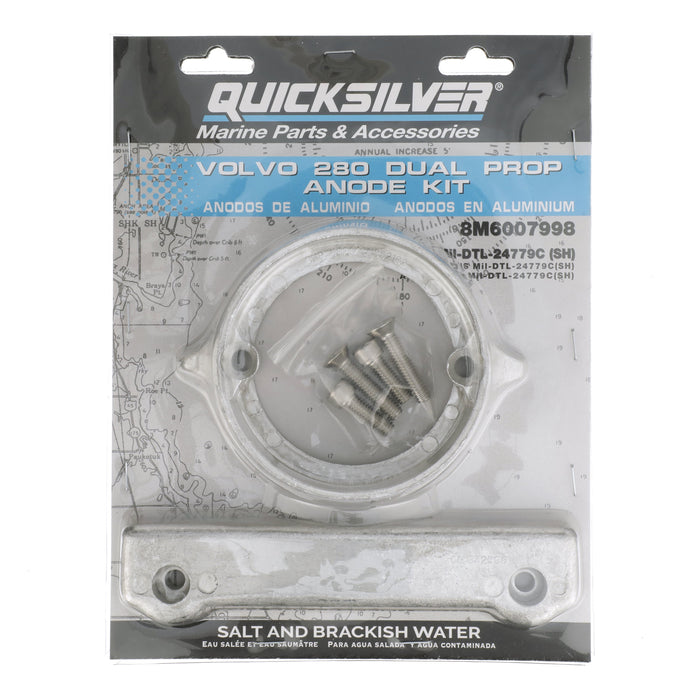 Quicksilver 8M6007998 Aluminum Anode Kit for Volvo 280 Duoprop Sterndrives