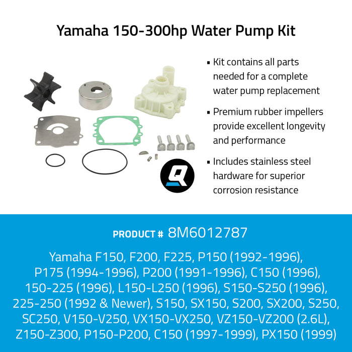 Quicksilver 8M6012787 Water Pump Kit for Select Yamaha 150-300hp Outboards