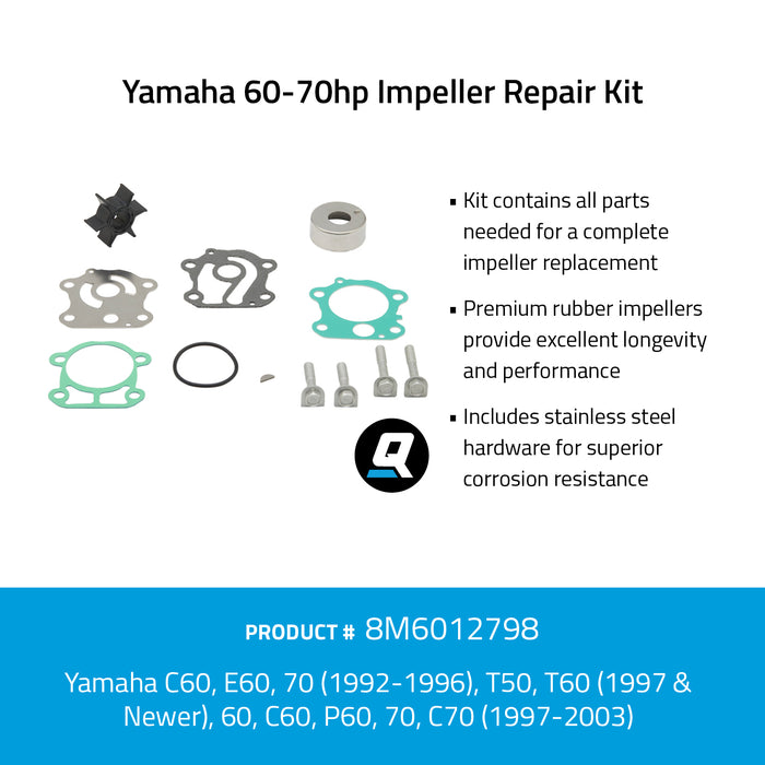 Quicksilver 8M6012798 Impeller Repair Kit for Select Yamaha 60-70hp Outboards