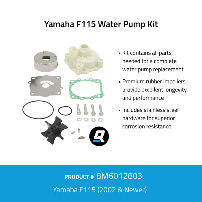 Quicksilver 8M6012803 Water Pump Kit for Select Yamaha F115 Outboards