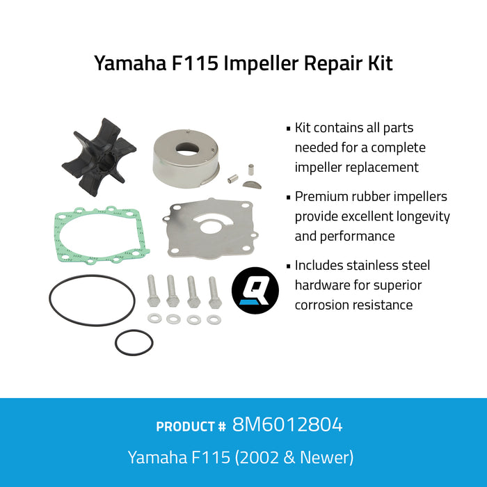 Quicksilver 8M6012804 Impeller Repair Kit for Select Yamaha F115 Outboards