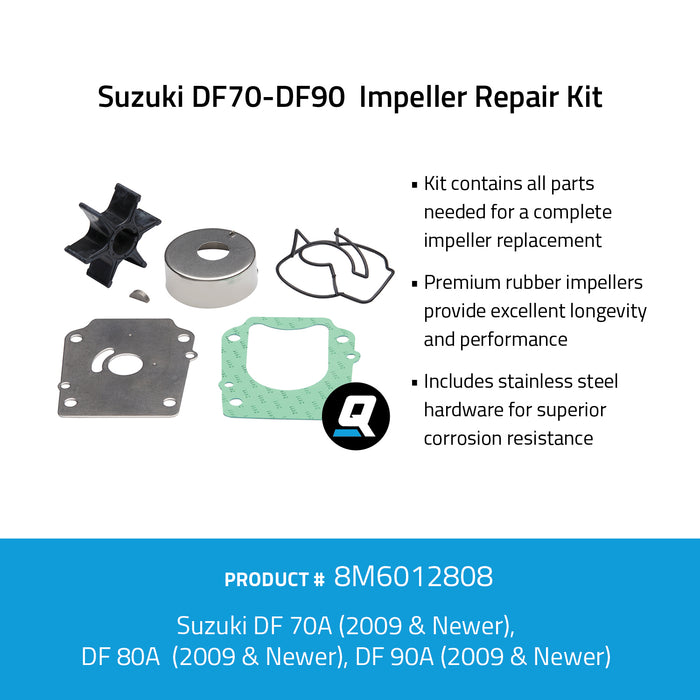 Quicksilver 8M6012808 Impeller Repair Kit for Select Suzuki DF70-DF90 Outboards