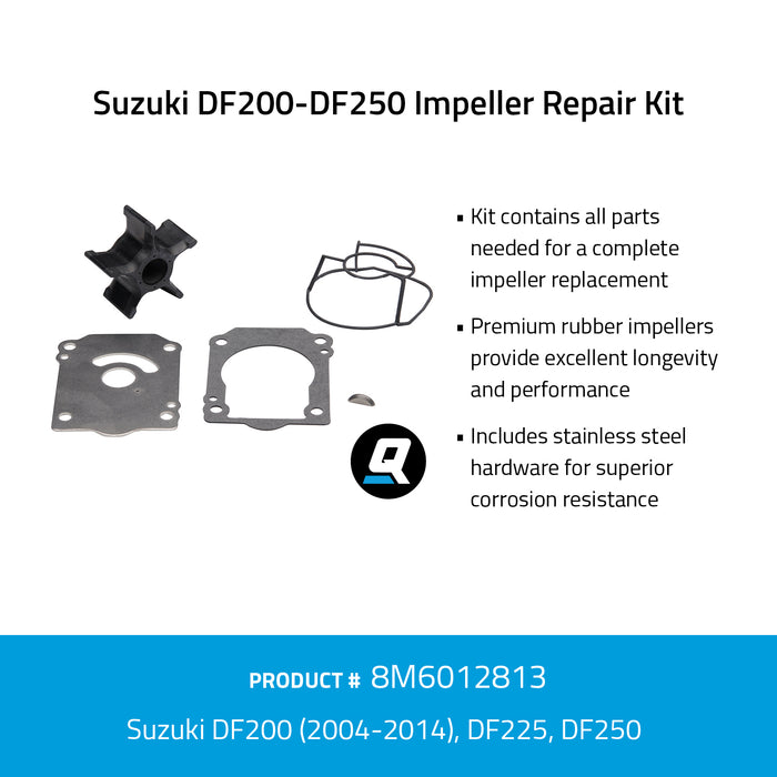 Quicksilver 8M6012813 Impeller Repair Kit for Select Suzuki DF200-DF250 Outboards