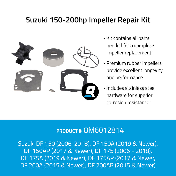 Quicksilver 8M6012814 Impeller Repair Kit for Select Suzuki 150-200hp Outboards