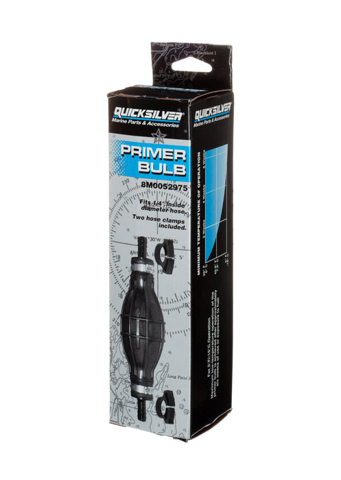 Quicksilver 8M0052975 Primer Bulb with 2 Hose Clamps for 1/4" (6.35mm) Fuel Lines