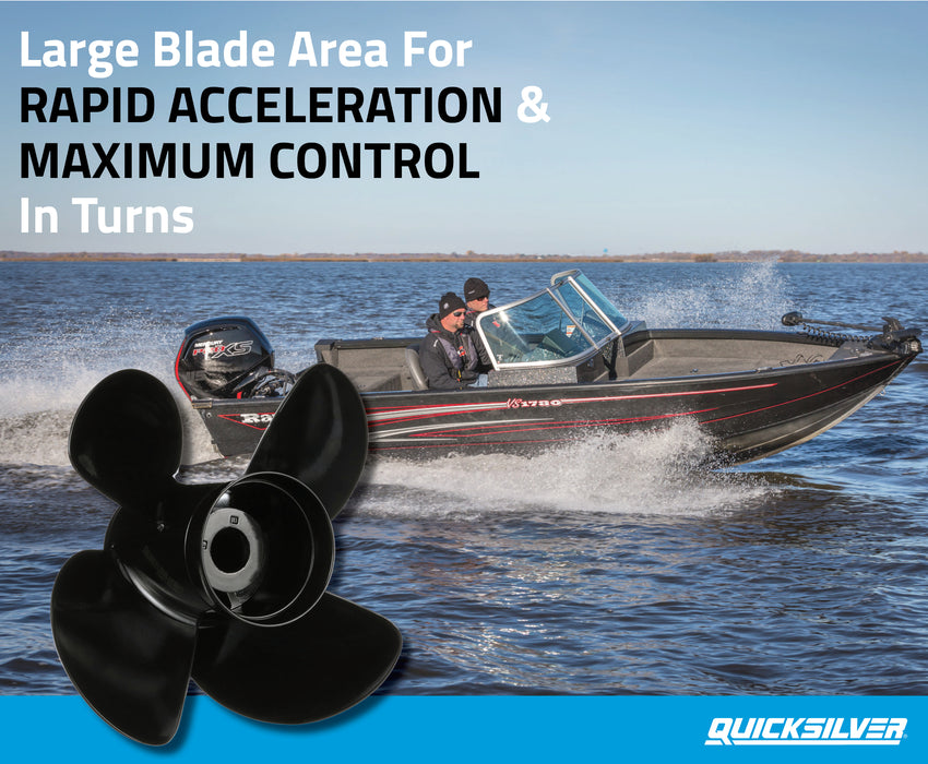 Quicksilver Nemesis 4-Blade Aluminum Propeller, 13.0" Diameter x 17" Pitch, Right Hand Rotation