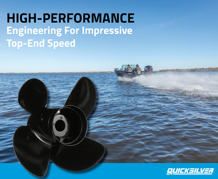 Quicksilver Nemesis 4-Blade Aluminum Propeller, 14" Diameter x 19" Pitch, Right Hand Rotation