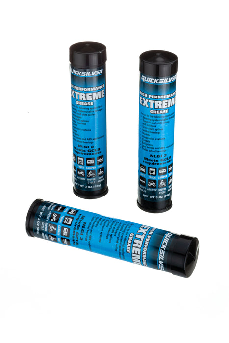 Quicksilver 8M0071837 High Performance Extreme Grease/Lubricant with PTFE, 3 oz Cartridges, Pack of 3