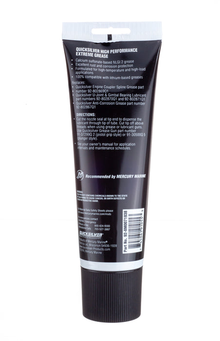 Quicksilver 8M0071838 High Performance Multi-Purpose Extreme NLGI 2 Marine Grease, 8 oz Tube