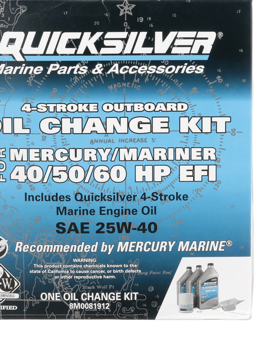Quicksilver 25W-40 Oil Change Kit for 4-Stroke 40hp, 50hp and 60hp Mercury Outboards
