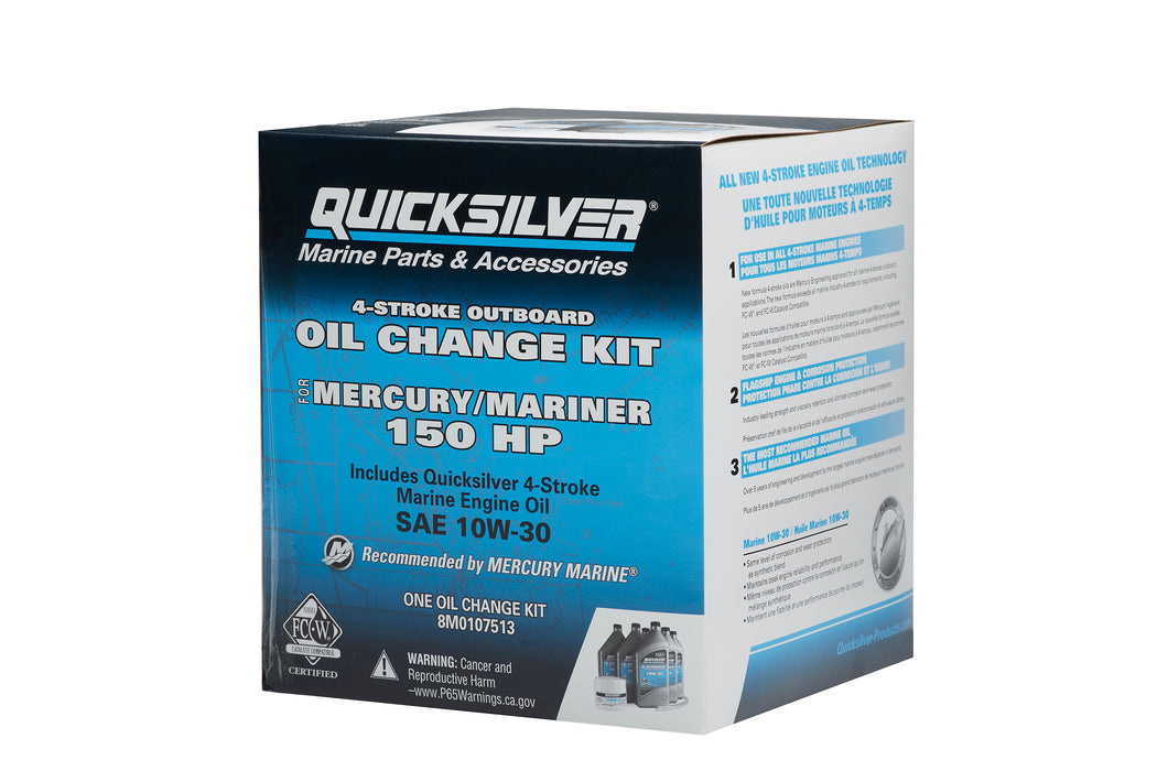 Quicksilver 10W-30 Oil Change Kit for 4-Stroke 150hp Mercury and Mariner Outboards