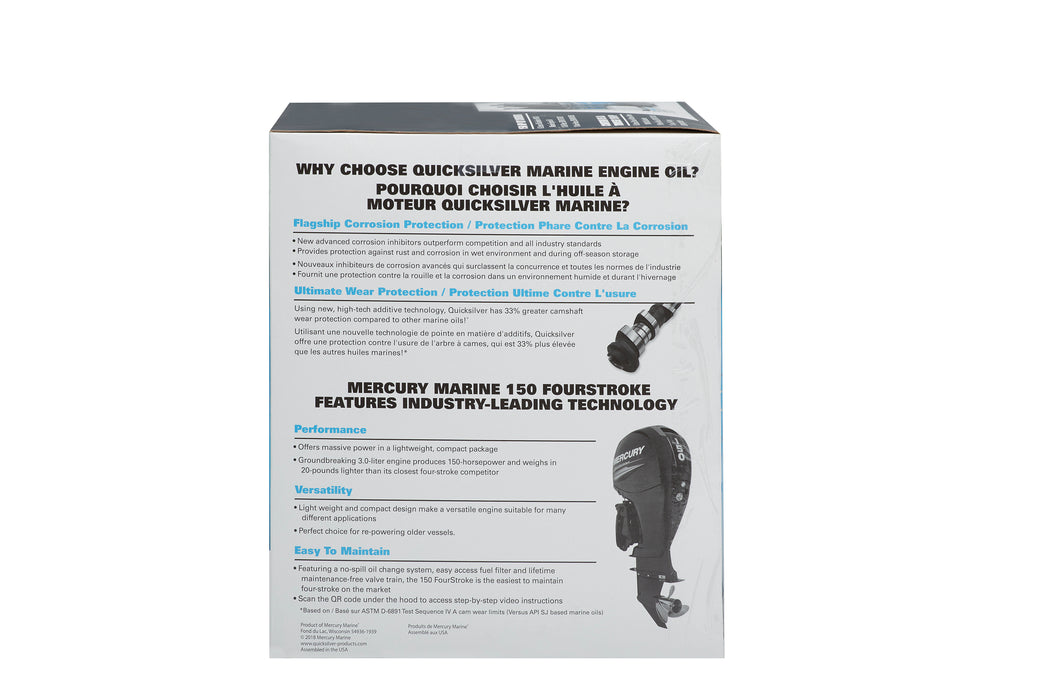 Quicksilver 10W-30 Oil Change Kit for 4-Stroke 150hp Mercury and Mariner Outboards