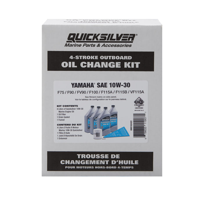 Quicksilver 10W-30 Oil Change Kit for 4-Stroke Yamaha F75 through F115 Outboards