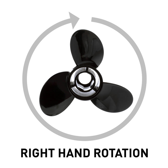 Quicksilver Black Diamond 3-Blade Aluminum Propeller, 13.4" Diameter x 13" Pitch, Right Hand Rotation