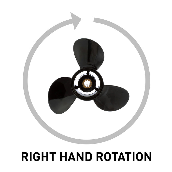 Quicksilver Black Diamond 3-Blade Aluminum Propeller, 9.25" Diameter x 12.5" Pitch, Right Hand Rotation