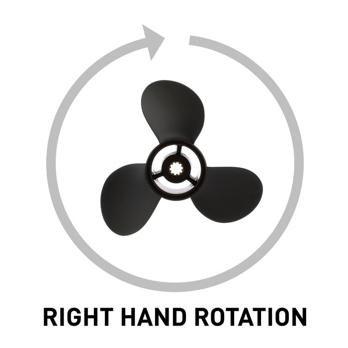 Quicksilver Black Diamond 3-Blade Aluminum Propeller, 9.9" Diameter x 11" Pitch, Right Hand Rotation