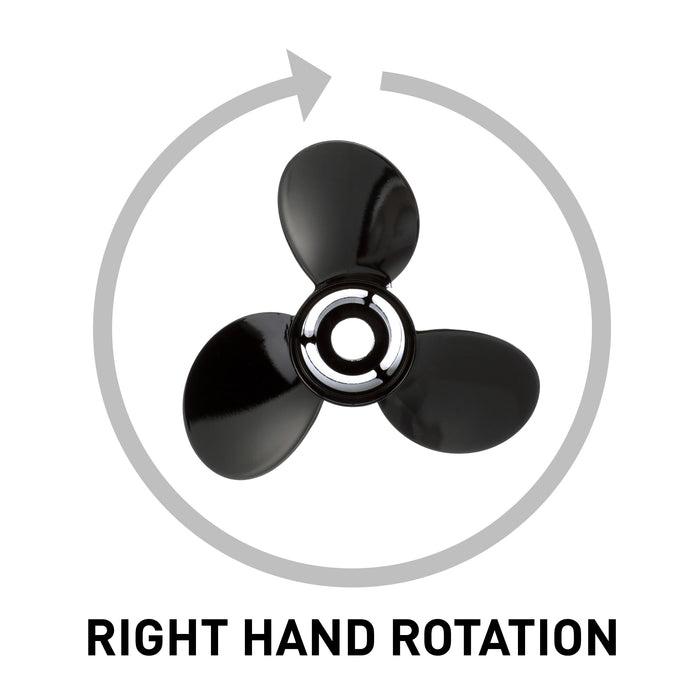 Quicksilver Black Diamond 3-Blade Aluminum Propeller, 14" Diameter x 13" Pitch, Right Hand Rotation