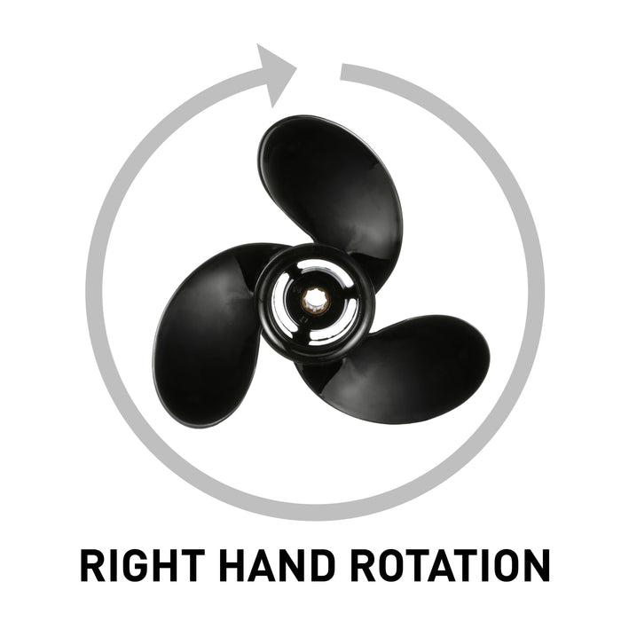 Quicksilver Black Diamond 3-Blade Aluminum Propeller, 9" Diameter x 9" Pitch, Right Hand Rotation