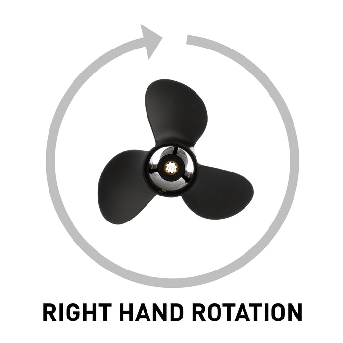 Quicksilver Black Diamond 3-Blade Aluminum Propeller, 9.3" Diameter x 9" Pitch, Right Hand Rotation