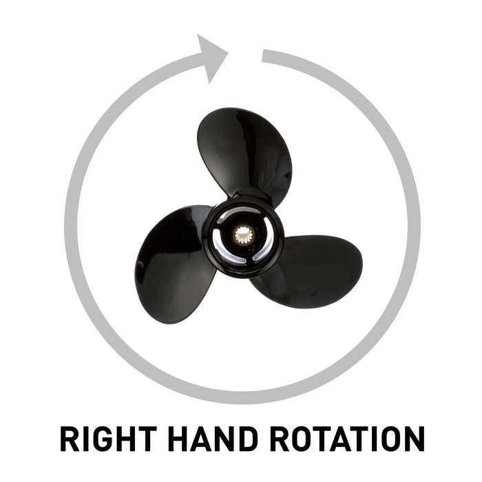 Quicksilver Black Diamond 3-Blade Aluminum Propeller, 9.25" Diameter x 9" Pitch, Right Hand Rotation