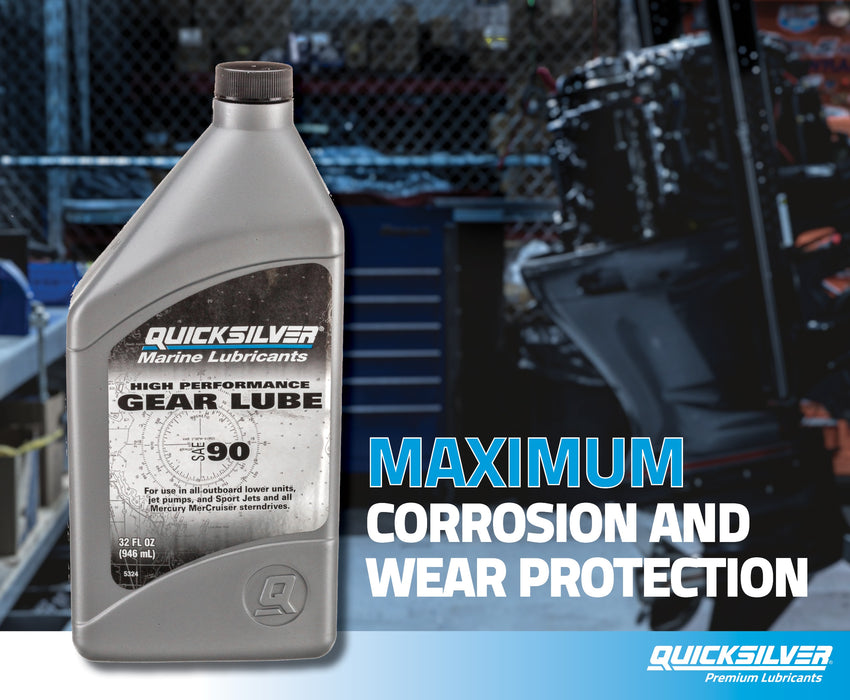 Quicksilver SAE 90 High Performance Gear Lube for Outboards and Sterndrives, 32 oz