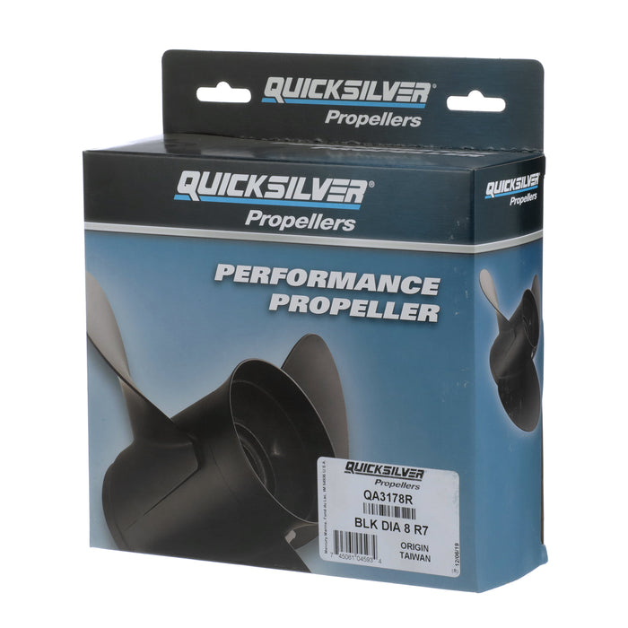 Quicksilver Black Diamond 3-Blade Aluminum Propeller, 8.3" Diameter x 8" Pitch, Right Hand Rotation