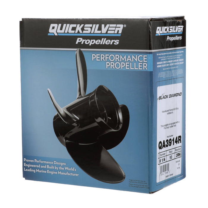 Quicksilver Black Diamond 3-Blade Aluminum Propeller, 9.25" Diameter x 10" Pitch, Right Hand Rotaion