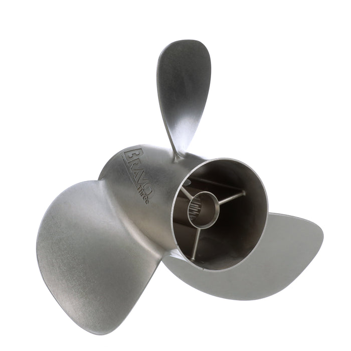Quicksilver Bravo Three 13.75" Diameter X 26" Pitch, 3-Blade Stainless Steel Propeller, Right Hand Rotation, Matte Finish