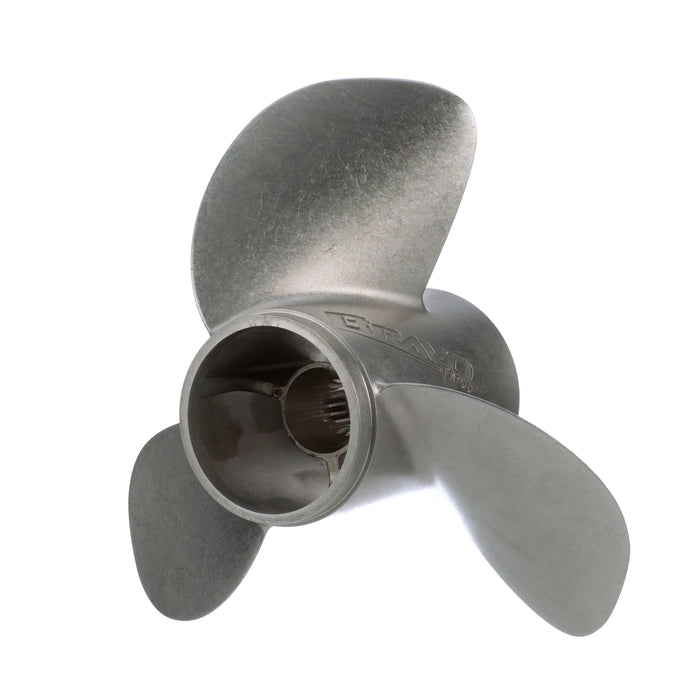 Quicksilver Bravo Three 14.4" Diameter X 20" Pitch, 3-Blade Stainless Steel Propeller, Right Hand Rotation, Matte Finish