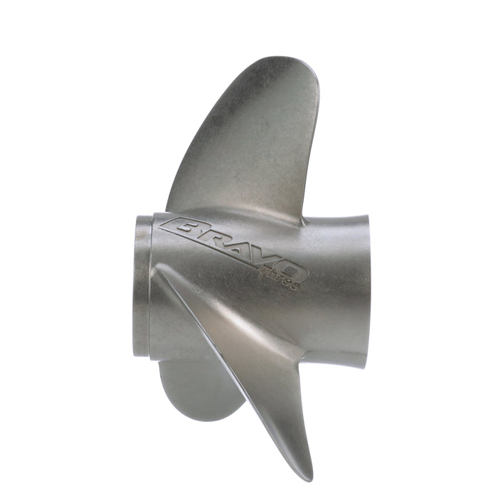 Quicksilver Bravo Three 14.25" Diameter X 22.5" Pitch, 3-Blade Stainless Steel Propeller, Right Hand Rotation, Matte Finish