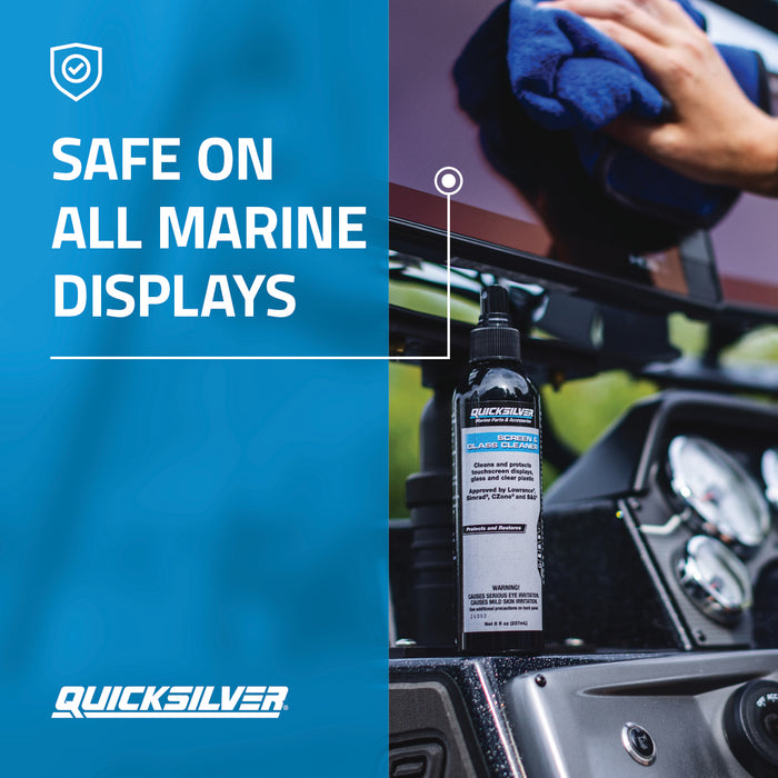 Quicksilver 8M0224418 Screen & Glass Cleaner for Marine Electronics, Windshields and Mirrors, 8 oz
