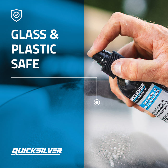 Quicksilver 8M0224418 Screen & Glass Cleaner for Marine Electronics, Windshields and Mirrors, 8 oz