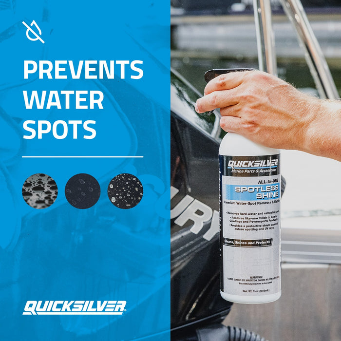 Quicksilver Spotless Shine For Marine Boats and Outboard Engines, RV and Powersports, 32 oz