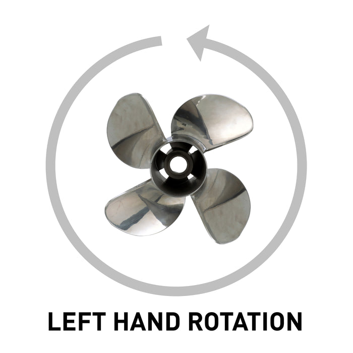 Quicksilver Q4 14.6" Diameter X 23" Pitch, 4-Blade Stainless Steel Propeller, Left Hand Rotation