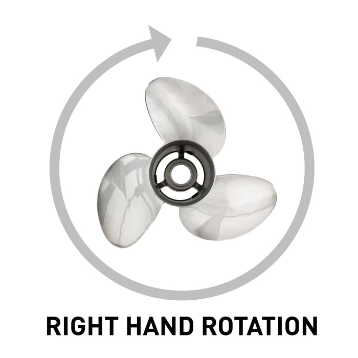 Quicksilver Q3 13.6" Diameter X 21" Pitch, 3-Blade Stainless Steel Propeller, Right Hand Rotation, High Polished Finish