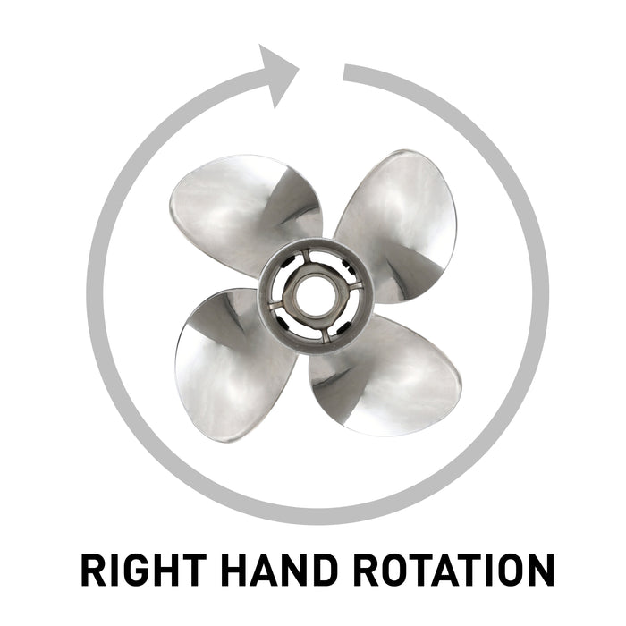 Quicksilver Q4 14" Diameter X 13" Pitch, 4-Blade Stainless Steel Propeller, Right Hand Rotation