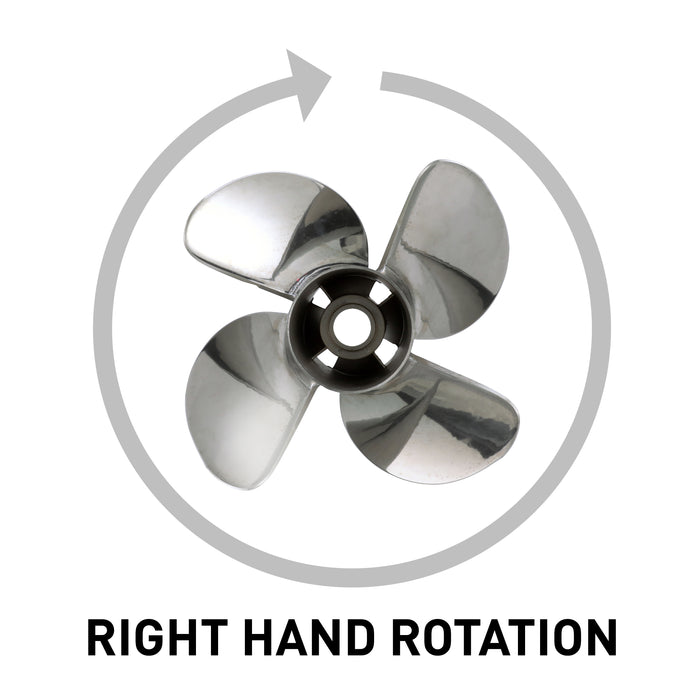 Quicksilver Q4 14.6" Diameter X 21" Pitch, 4-Blade Stainless Steel Propeller, Right Hand Rotation