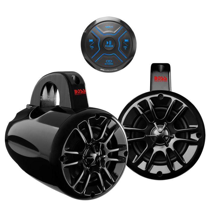 Boss Audio MG150T.4 Receiver and 4" Waketower/UTV Speaker Package